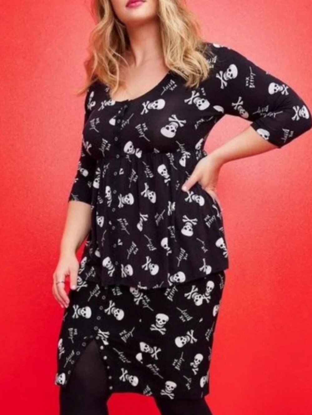 Like New! Torrid X Betsey Johnson Skull Print Snap Front Babydoll Dress - Size 0